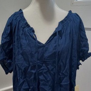 NWT Flower & Feather Women Short Sleeve Shirt Size 2XL